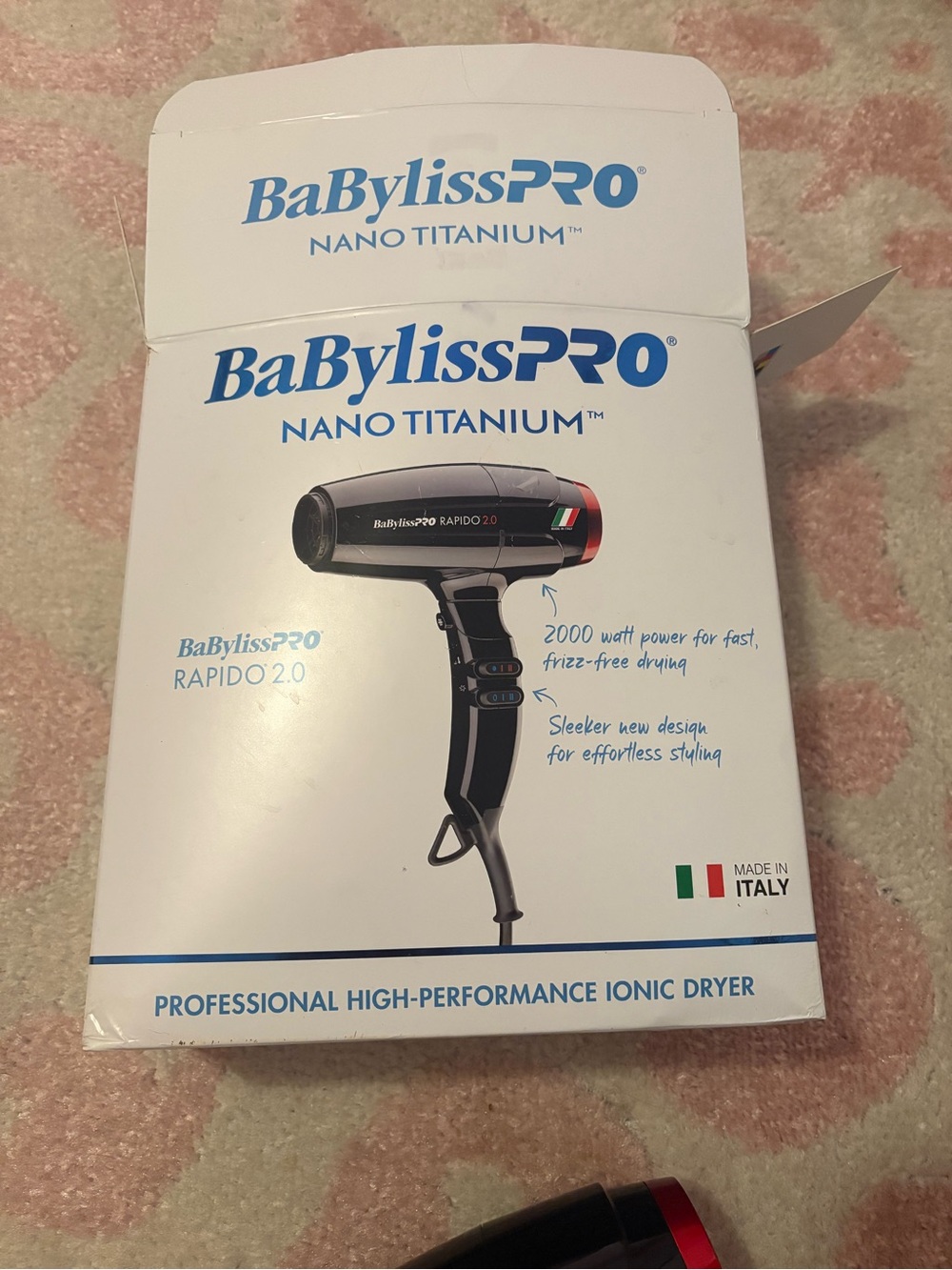 BaBylissPRO Nano Titanium Rapido 2.0 2000W Ionic Hair Dryer NEW see description